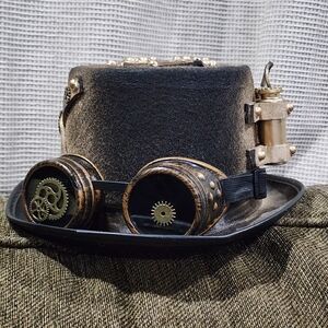 Steampunk Black Hat with Goggles